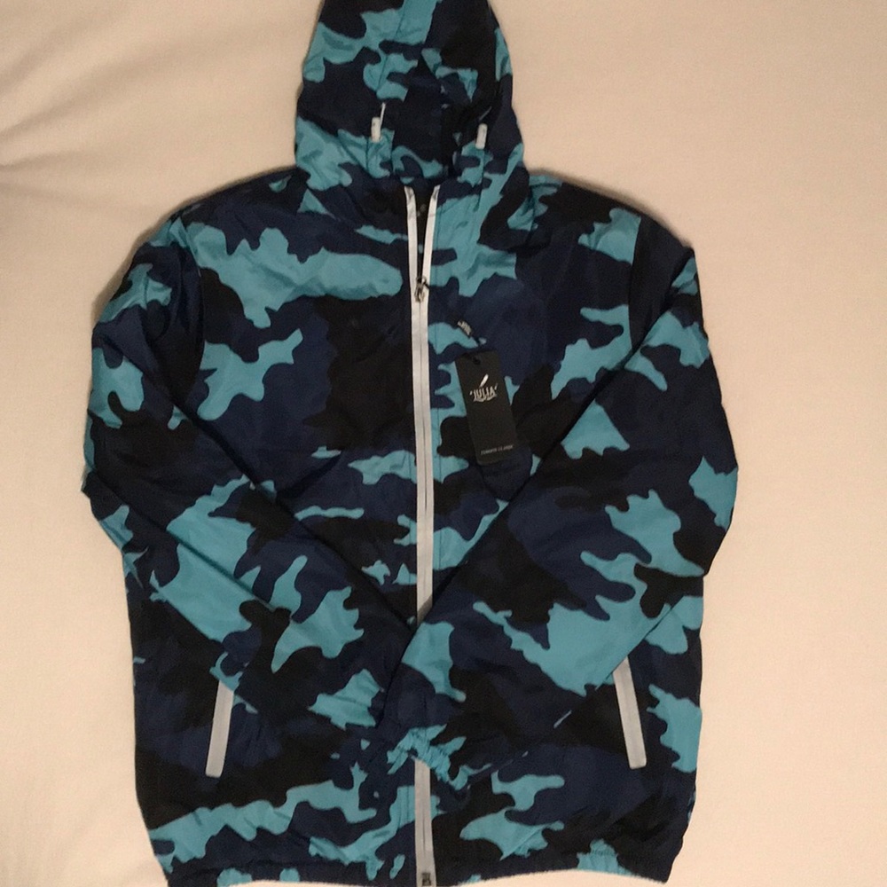 JULIA Blue Camo Reflective Windbreaker Jacket